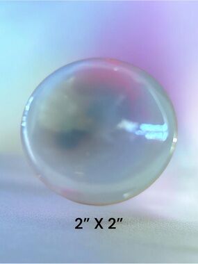 #1 Iridescent Round Agate Cabochon - Soft White with Pink & Blue Sheen